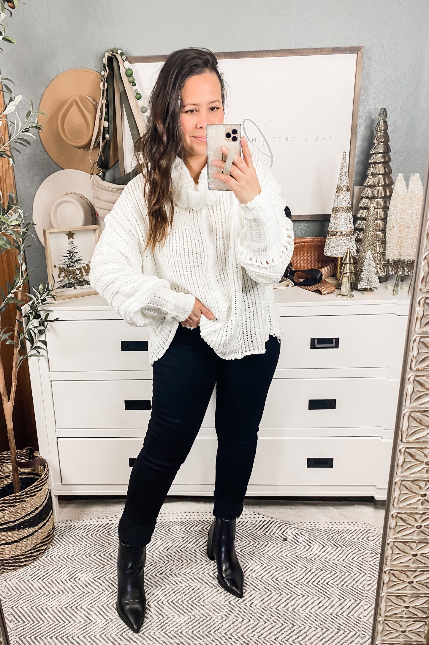 Solid Long Sleeve Turtle Neck Sweater