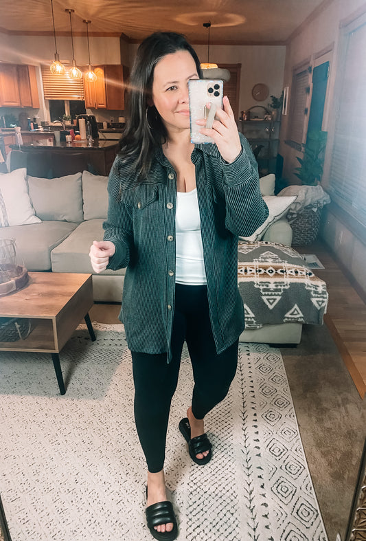 Windsor Textured Shacket in Charcoal