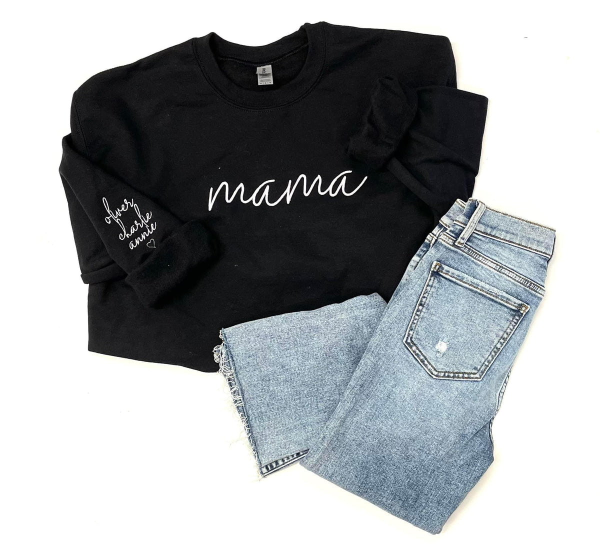 PREORDER: CUSTOM EMBROIDERED MAMA SWEATSHIRT IN FOUR COLOR OPTIONS