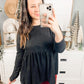 Long Sleeve Solid Open Back Knit Top
