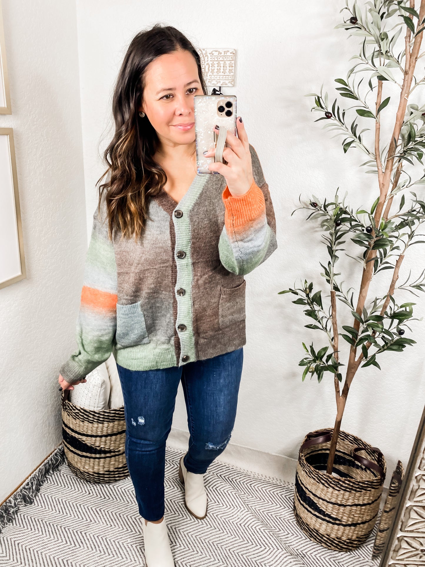 Changing Leaves Long Sleeve Button Up Cardigan