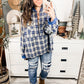 Comfy Half Zip Plaid Chambray Mixed Pullover