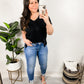 Sunday Mornings V-Neck Tee In Black