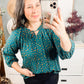 The Time Is Now Spotted Blouse In Teal