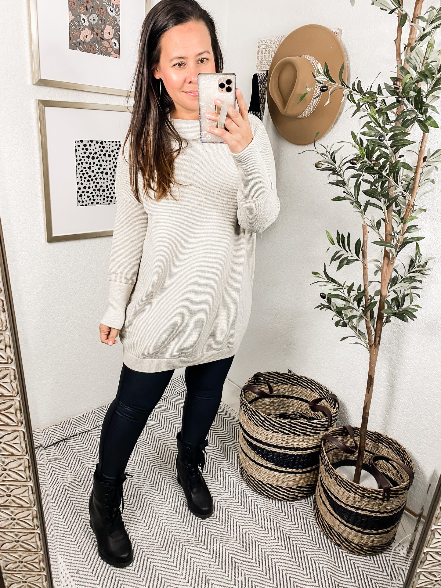 Slouchy Ribbed Tunic Sweater - Multiple Colors