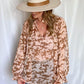 RACK SALE Floral Ties Top in Taupe - SMALL