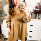 Ribbed Knit Raglan Tunic In Mustard