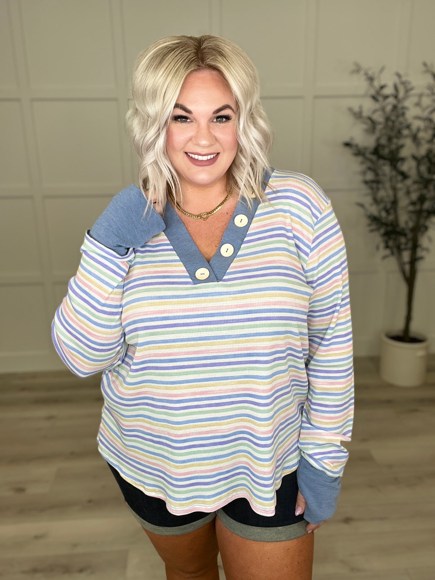 Untroubled Striped Long Sleeve Top