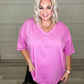 Boxy V Neck Boyfriend Tee In Pink