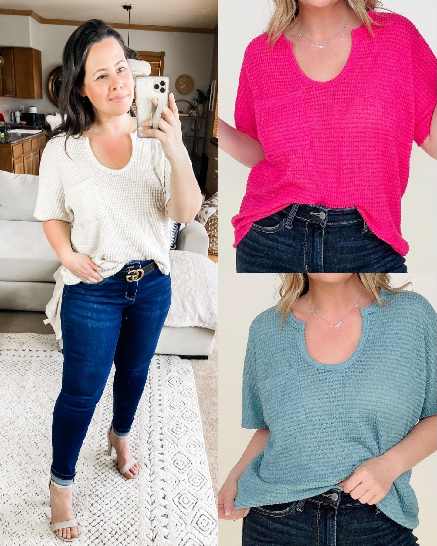 Jacquard Short Sleeve Knit Top