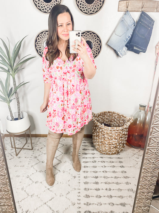 Vintage Daisies Dress In Pink