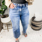 Zenana Raw Hem Wide Leg Cropped Jeans