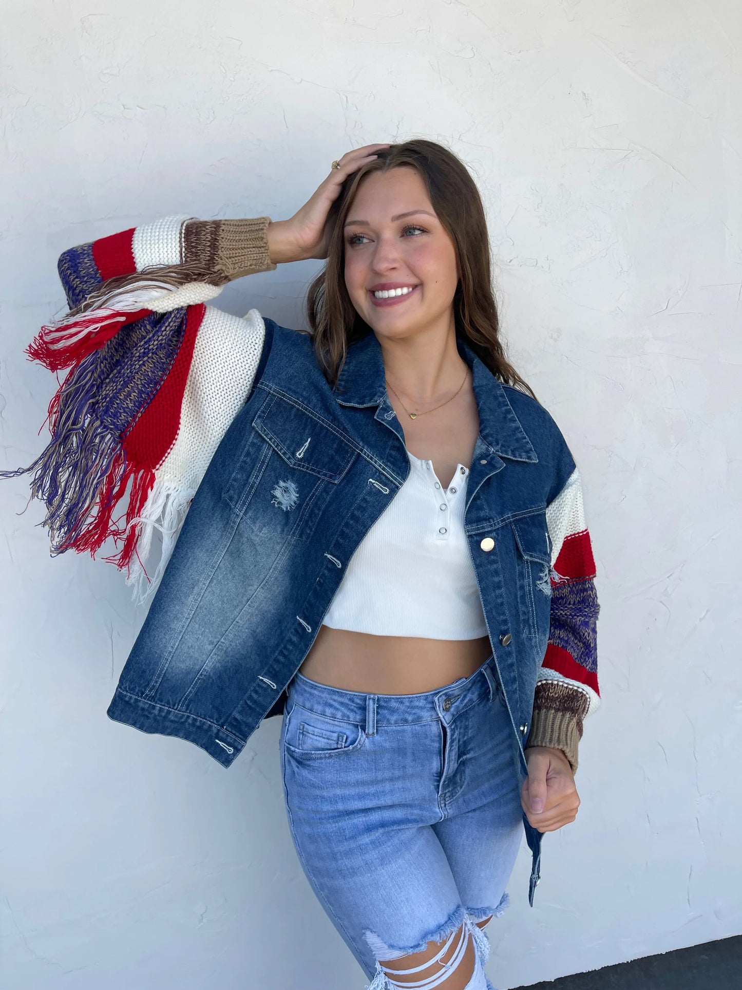 PREORDER: All American Fringe Denim Jacket (Ships Mid Oct.)