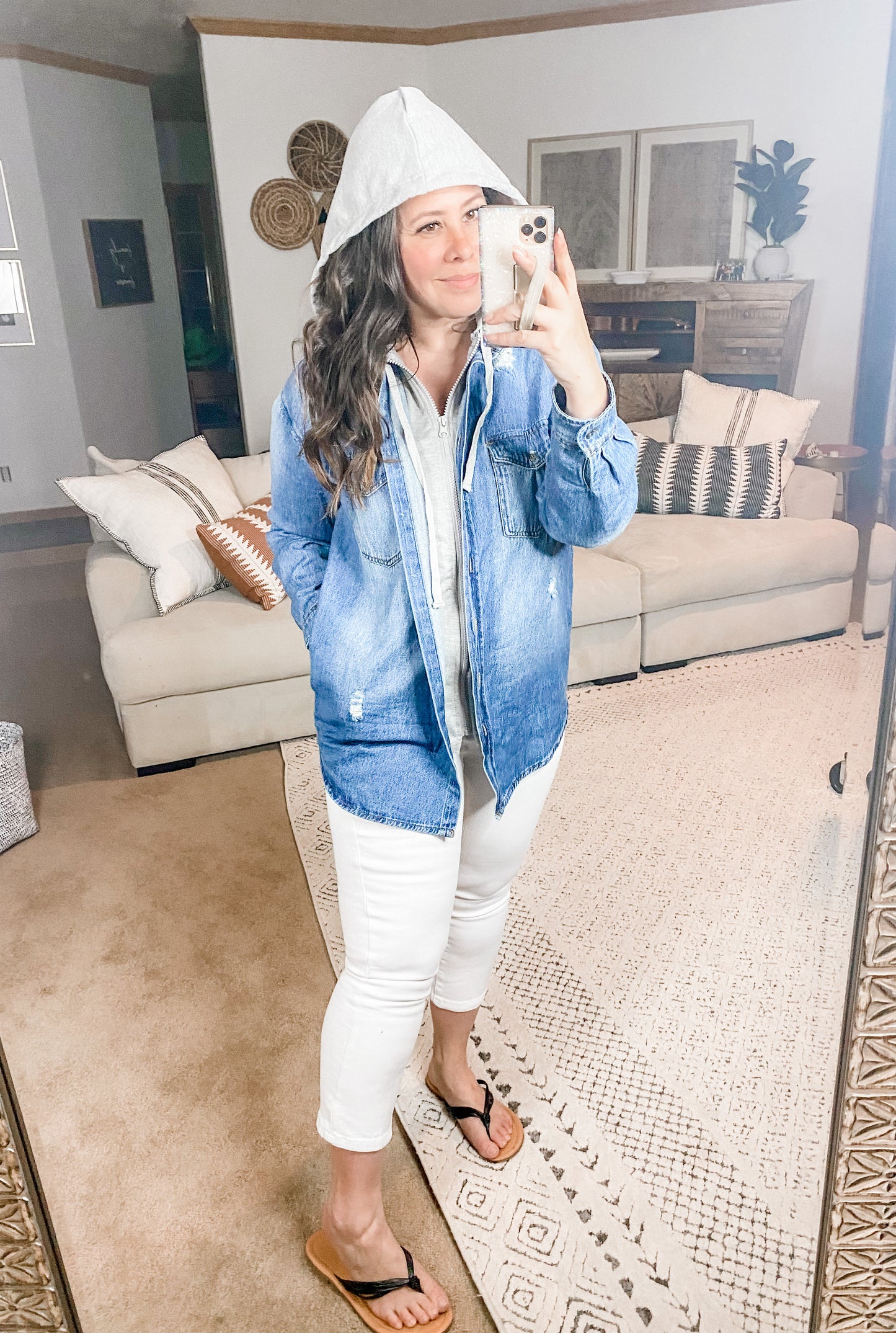 Jordan Hooded Denim Shacket
