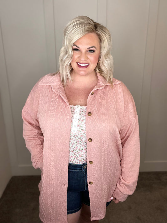 Reminiscing Moments Cable Knit Shacket
