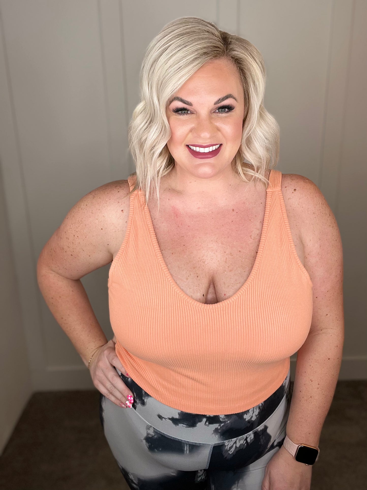Tell Me More Crop Tank In Coral