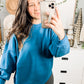 Drop Shoulder Sweatshirt In Teal