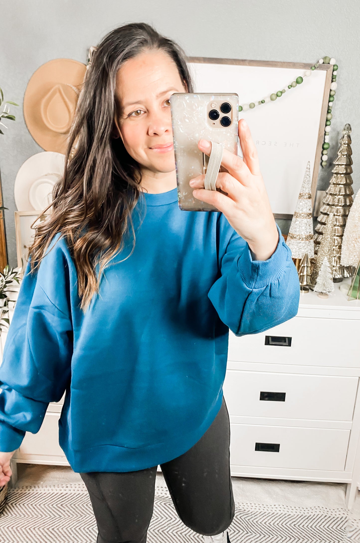 Drop Shoulder Sweatshirt In Teal