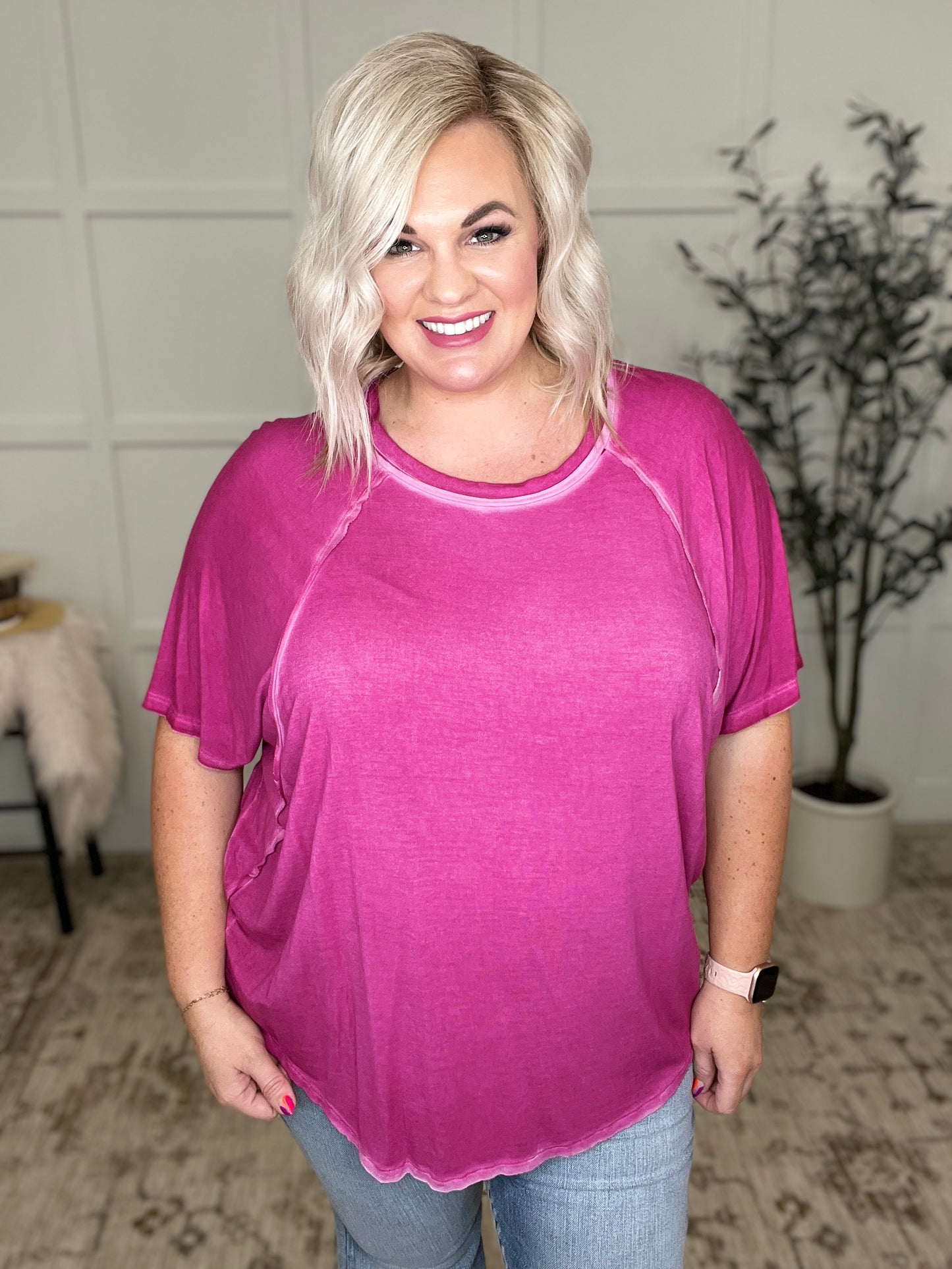 The Remix Oversized Mineral Washed T-Shirt in Magenta