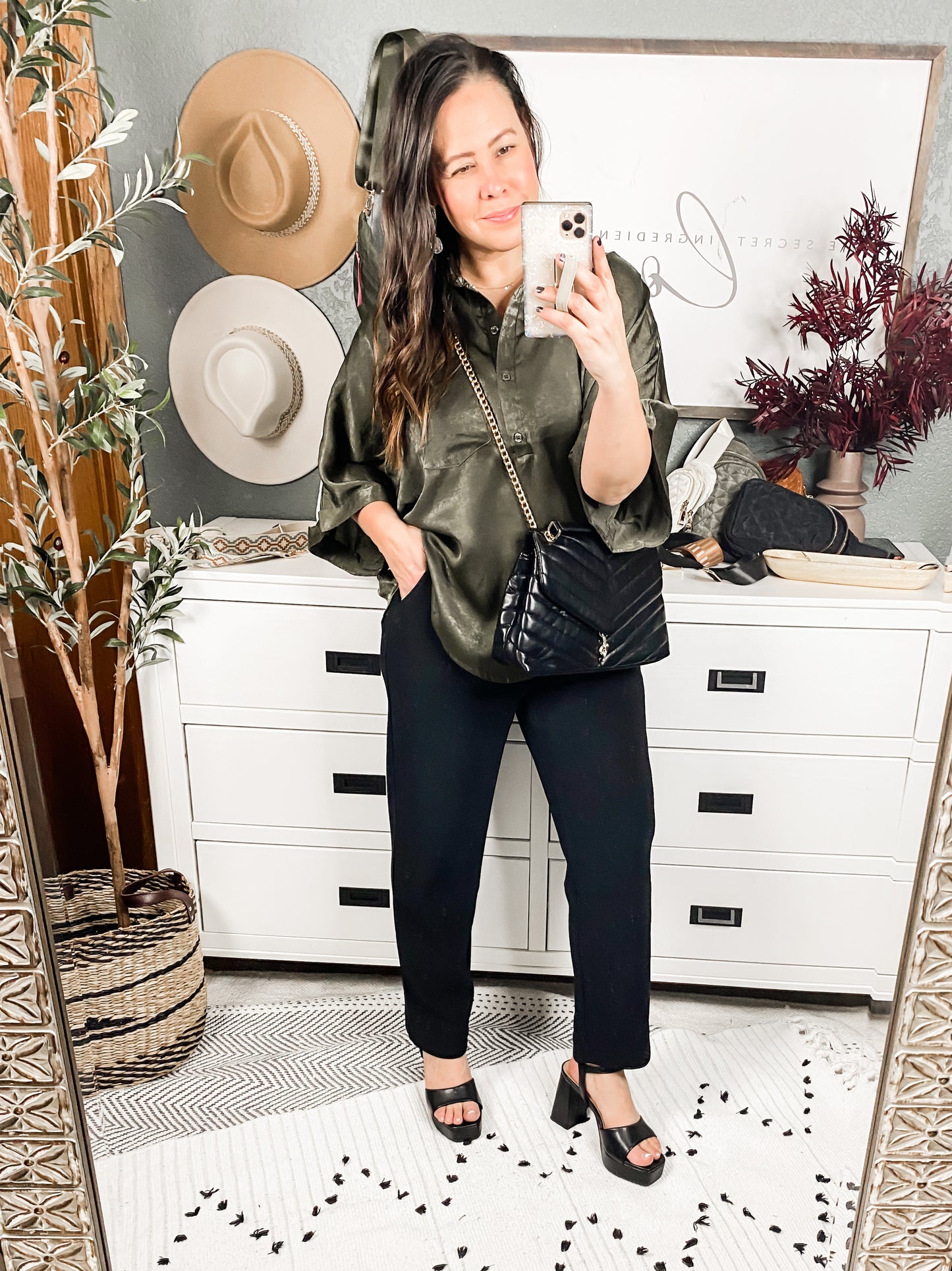In Your Thoughts Oversized Dolman Sleeve Top In Olive