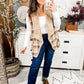 Snug And Stylish Plaid Fur Lined Wide Collar Vest