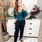 My Own Way V Neck Ribbed Top In Pine