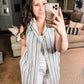 Linen Blend Striped Sleeveless Blazer Vest