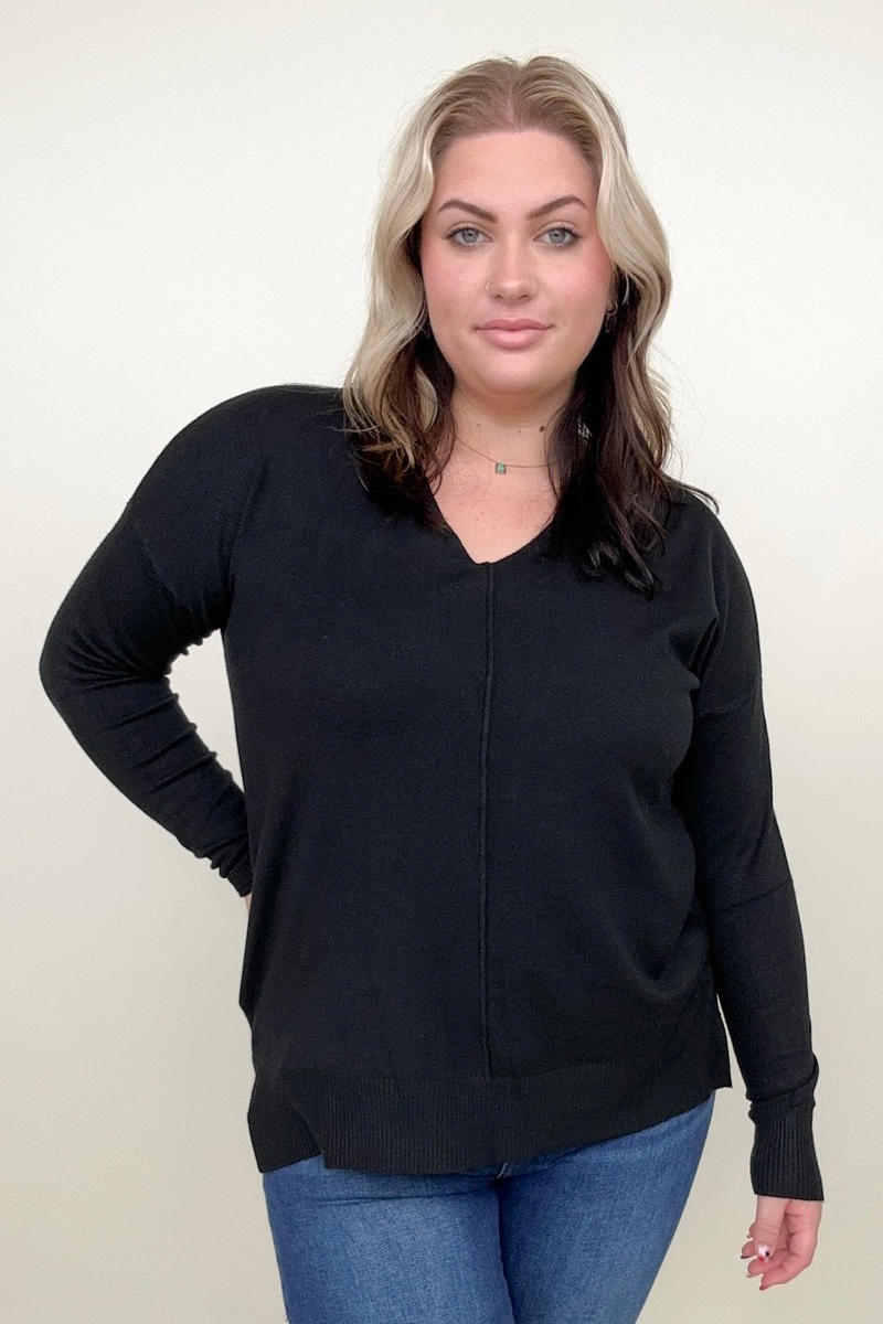 Front Seam Light Knit Sweater