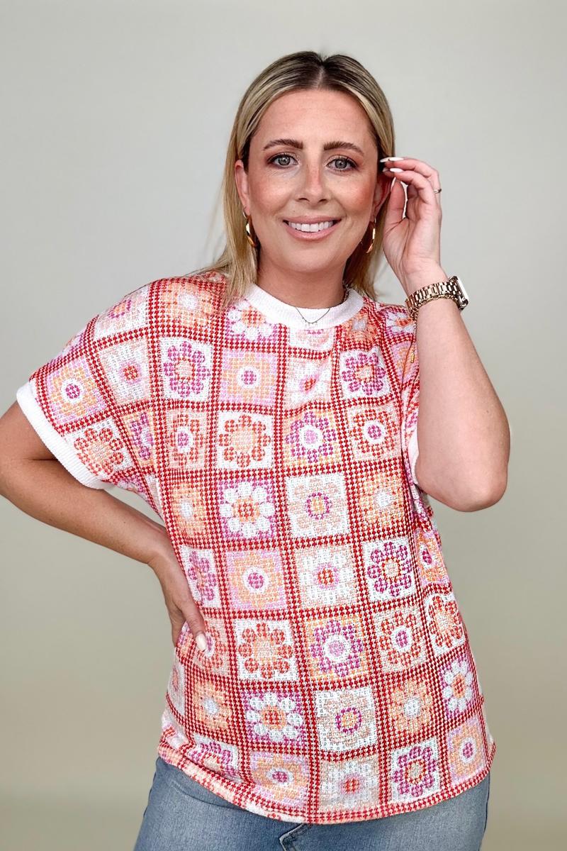 Retro Floral Knit Top