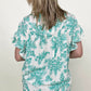 Floral Print Button Down Ruffle Sleeve Top