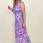 Abstract Floral Print Sleeveless Maxi Dress