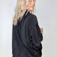 Pleated Button Down Top And Shorts Set in Black