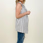 Linen Blend Striped Sleeveless Blazer Vest