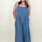 Textured Woven Spaghetti Strap Jumpsuit