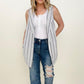 Linen Blend Striped Sleeveless Blazer Vest