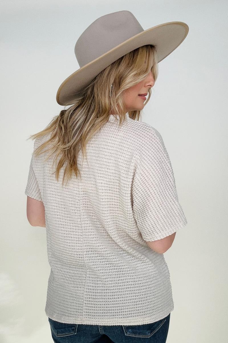 Jacquard Short Sleeve Knit Top