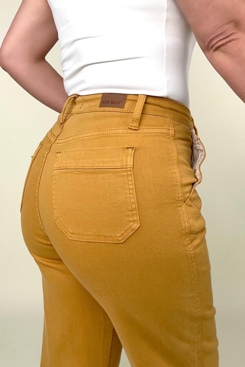 RESTOCK Judy Blue Garment Dyed Straight Leg Cropped Jeans - Mustard