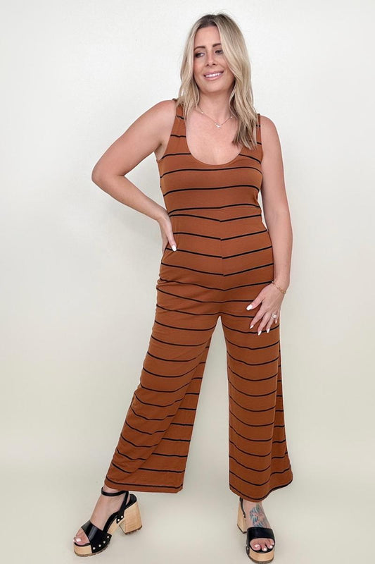 Striped Sleeveless Wide Leg Jumpsuit