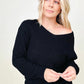 Ribbed Knit V Neck Long Sleeve Sweater