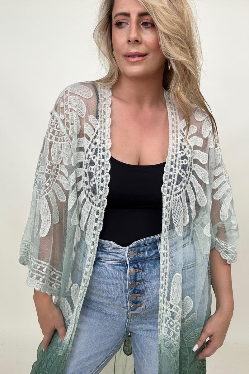 Ombre Bohemian Lace Kimono - Multiple colors