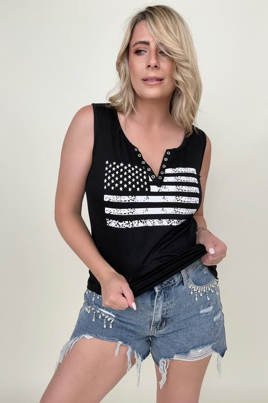 American Flag V Neck Tank Top