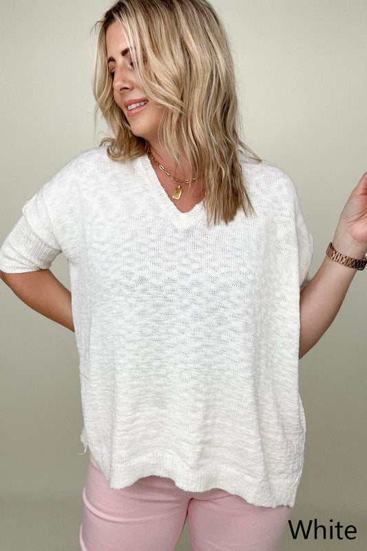 Wide Neck Oversized Loose Knit Top - Multiple Colors