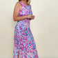 Abstract Floral Print Sleeveless Maxi Dress