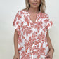 Floral Print Button Down Ruffle Sleeve Top