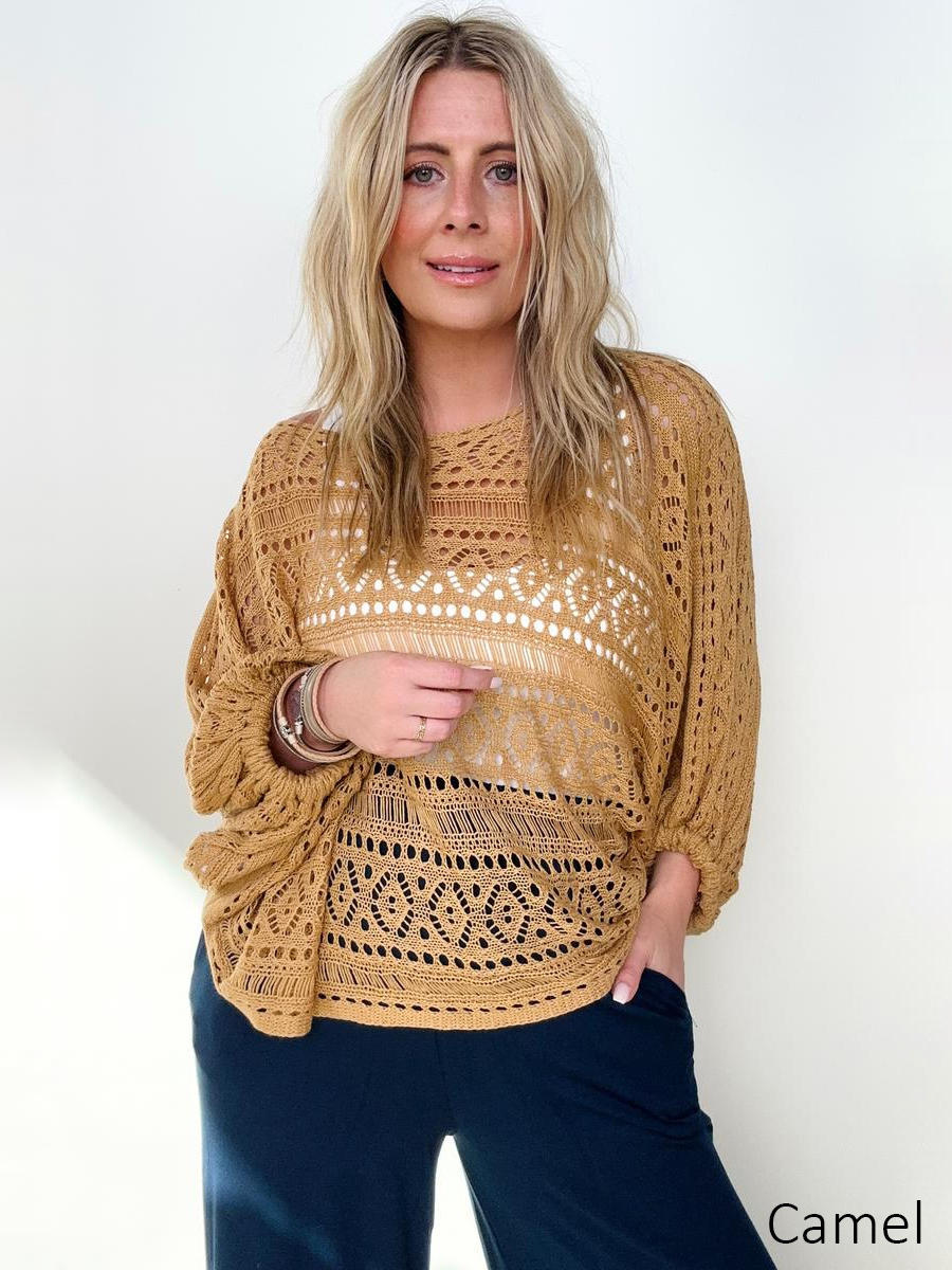 Open Knit Dolman Sleeve Summer Sweater - 2 colors