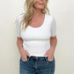 Total Brami Basic Ribbed Fitted Tee with Built In Bra