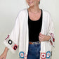 Linen Blend Patch Crochet Kimono