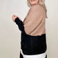 Latte Colorblock Cardigan With Patch Pockets