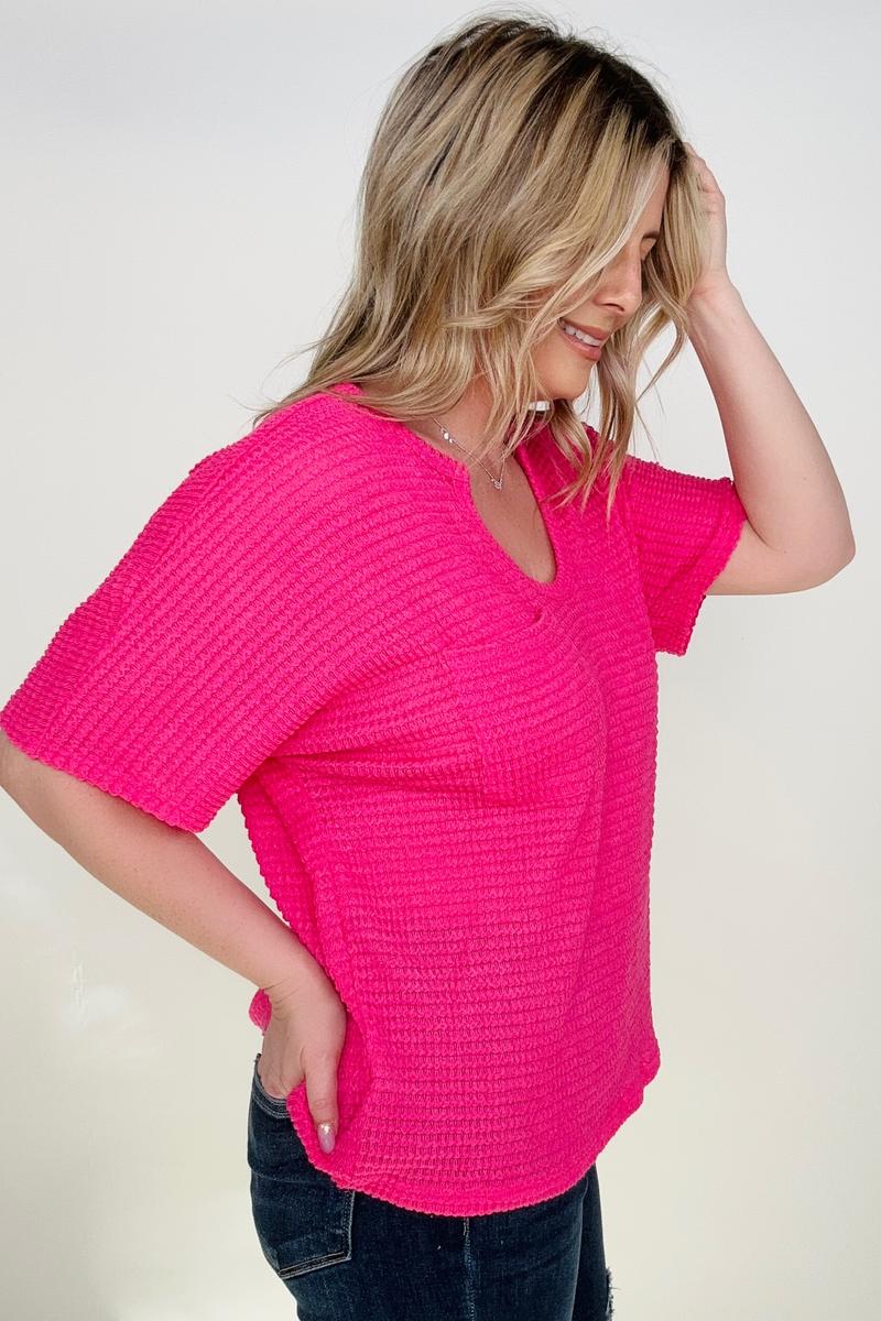 Jacquard Short Sleeve Knit Top