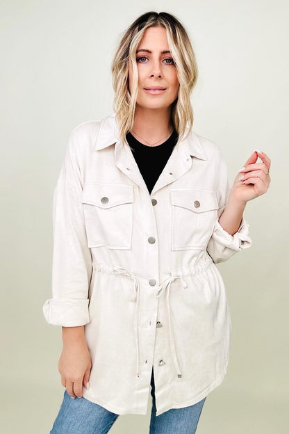 Faux Suede Shirt Jacket - 2 colors
